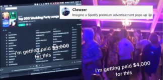 DJ si vanta di essere stato pagato $ 4.000 per riprodurre la playlist di Spotify al matrimonio, TikTok lo chiama
