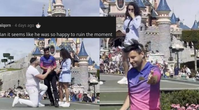 La gente è furiosa per il dipendente Disney "soddisfatto" che ha rovinato la proposta della coppia in un video virale
