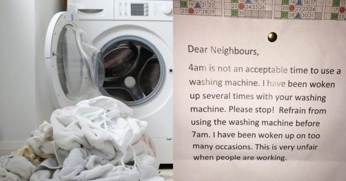 Un voisin supplie les gens d'arrêter d'utiliser des machines à laver à 4 heures du matin, suscitant un débat
