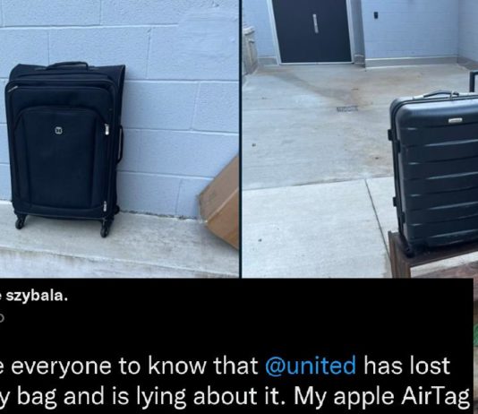 Frau behauptet, sie habe Gepäck außerhalb des Wohnkomplexes gefunden, nachdem United es "verloren" hatte
