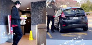 Mand ser en mekaniker, der bruger sin bil til at hente McDonald's, mens den angiveligt bliver inspiceret
