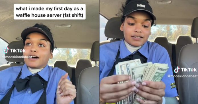 Waffle House Server 分享她在 Virtual TikTok 工作第一天的成果
