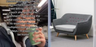 Mulher compra sofá novo e tenta cobrar colegas de quarto pelo tempo que passa sentado nele
