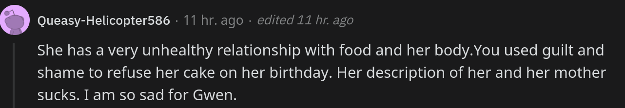 la donna dice a un anno niente torta per il compleanno