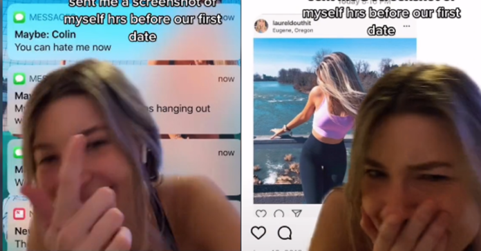 Fyr skriver ved et uheld skærmbillede af kvindens billede før første date i Viral TikTok
