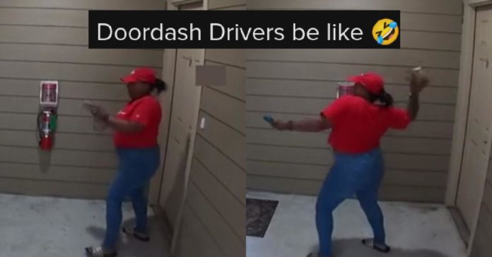 ドアダッシュの運転手が顧客の注文をドアに叩きつけているのをカメラが捉えた
