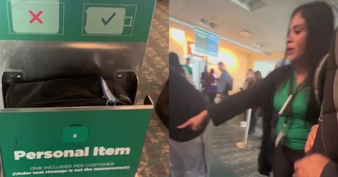 Kvinna konfronterar gränsanställd efter att ha blivit tillsagd att hennes handväska inte 