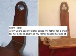 Papa achète une chaise ancienne pour le bureau de sa fille, sans savoir à quoi elle servait à l'origine
