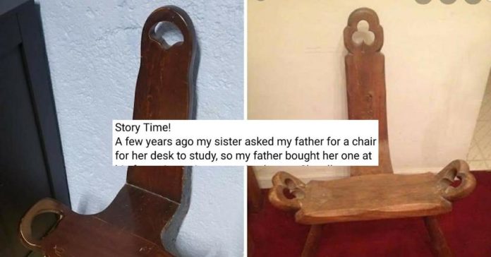 Papa achète une chaise ancienne pour le bureau de sa fille, sans savoir à quoi elle servait à l'origine
