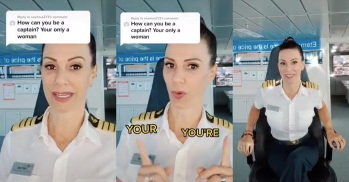 Il capitano della nave applaude il sessista che ha messo in dubbio la sua capacità di fare il suo lavoro
