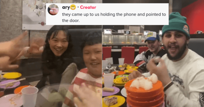 Frau wird aus Restaurant geworfen, weil sie für ein Video ihr Telefon am Sushi-Gürtel befestigt hat – „Das ist so unhygienisch“
