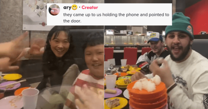 Kvinna utslängd från restaurangen för att ha satt telefonen på sushibältet för att göra video - 