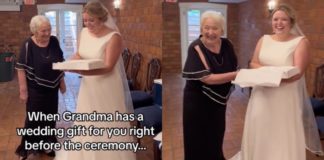 "着てほしい" — おばあちゃんが結婚式の数分前に顔を赤らめた花嫁にランジェリーをプレゼント

