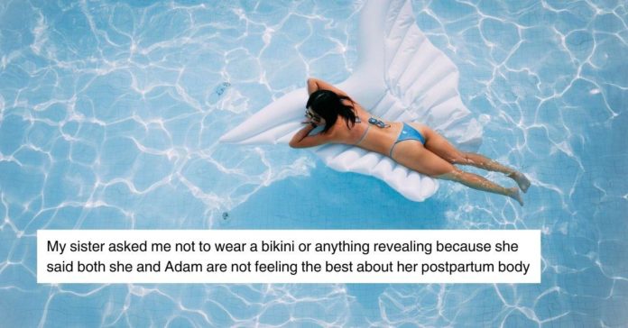 Nybliven mamma ber syster att inte bära bikini för att hennes man inte är det "Att känna sig bäst" Om hennes kropp
