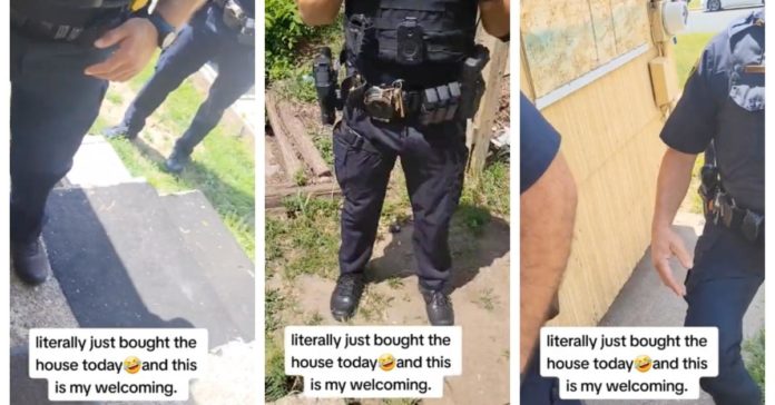 Den nya husägaren fick polisen tillkalla honom kort efter att ha bosatt sig i hans nya hus
