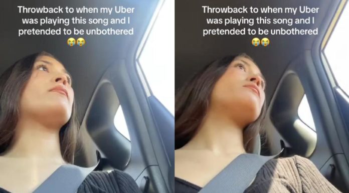 Kvindelig Uber-passager optager chauffør, der sprænger eksplicit sang, mens hun forsøger at optræde "Unbrothered"
