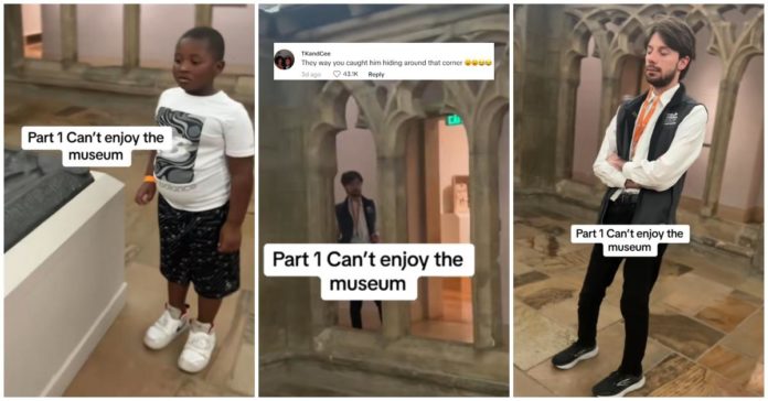 Un père noir réprimande un employé blanc pour l'avoir suivi lors de sa visite dans un musée

