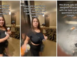 "Posso sentir cheiro de álcool nela" - Senhora ataca homem com lata de cerveja no elevador
