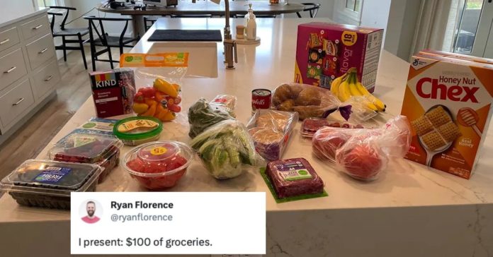 Mand bruger 100 dollars på dagligvarer, sætter gang i debat om, hvordan folk bruger i supermarkedet
