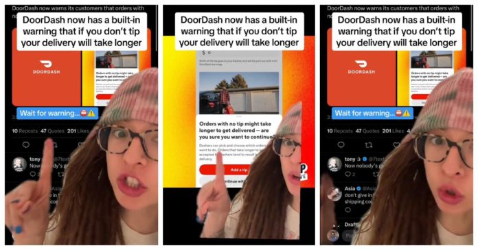 DoorDash varnar nu människor som inte tipsar att de kanske väntar LÄNGE på mat
