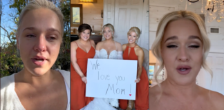 결혼식 날 그리워하는 엄마를 위한 눈물의 메시지를 녹음한 신부
