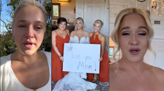 결혼식 날 그리워하는 엄마를 위한 눈물의 메시지를 녹음한 신부
