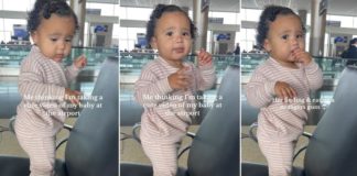 Baby spiser lufthavnstyggegummi, forfærder sin mor og internettet

