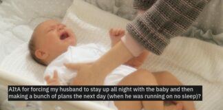 Donna costringe il marito a stare sveglio con il neonato in modo che possa sperimentare in prima persona la privazione del sonno
