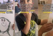 "Børn er så ærlige" - mor blev overrumplet, efter at søn tegnede overskæg på mors dags tegning
