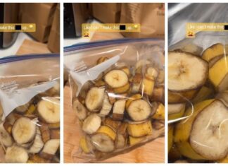 Frau bittet Ehemann, Bananen für Smoothies zu hacken – er lässt die Schale dran
